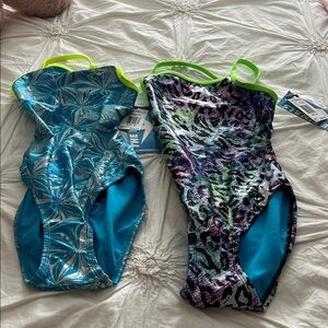 Vibrant Blue and Multicolor Women's One Piece Swimsuit